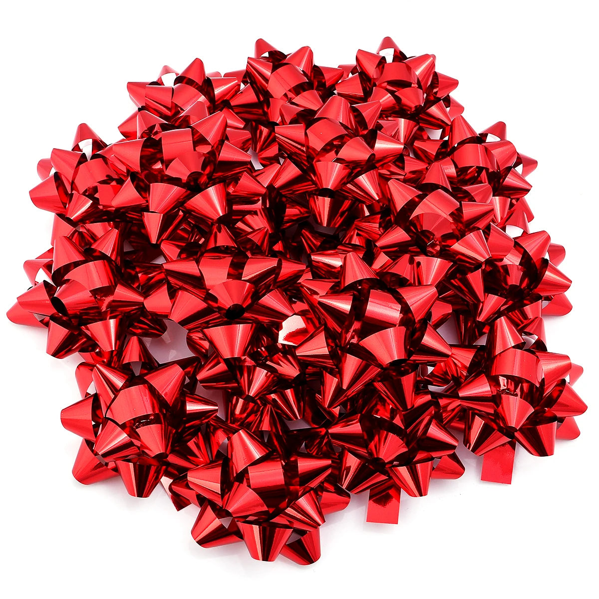 20pcs Self-Adhesive Ribbon Bows Star Flower Gift Wrapping Ribbon Gift Bows PLUSH red 3.8cm