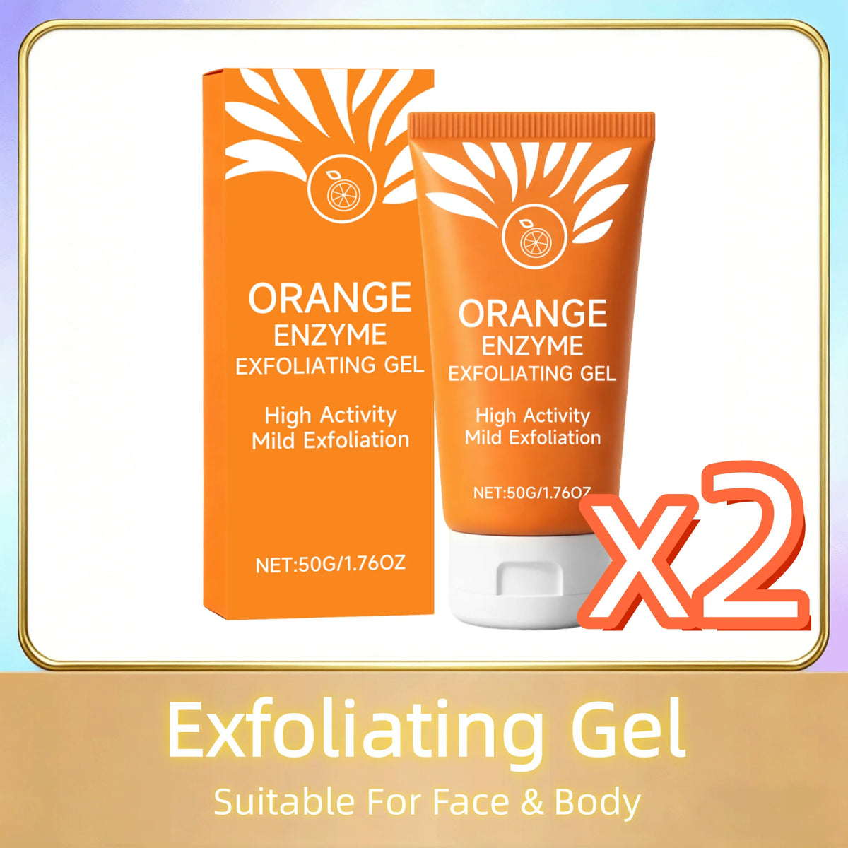 Orange Exfoliating Gel Scrub – Brighten & Deep Cleanse 50g Exfoliating Gel Scrub PLUSH 50g Boxed x 2PCS