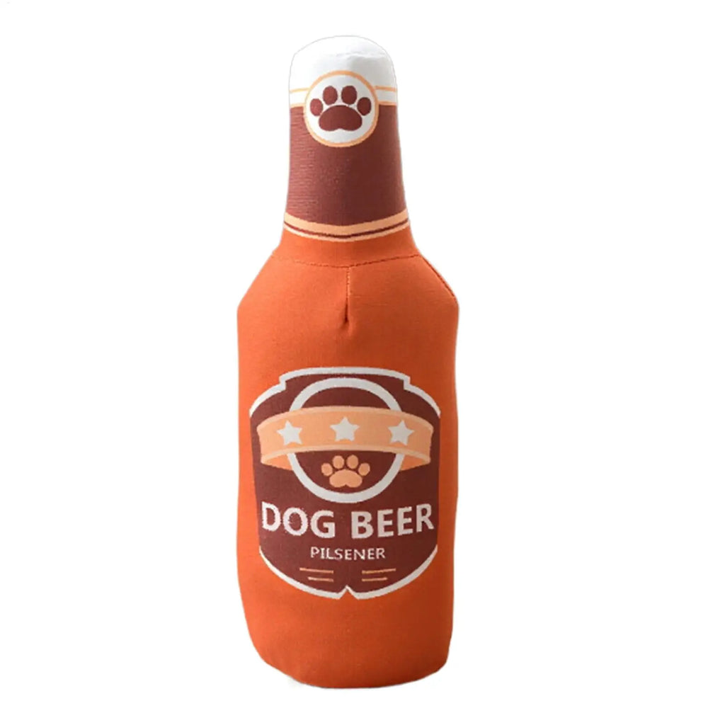 Beer Bottle Squeaky Plush Dog Toy – Interactive Chew Toy Squeaky Dog Toy PLUSH