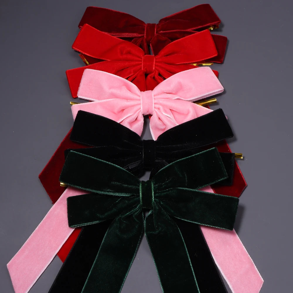 2pcs Velvet Bow with Twist Tie – Christmas & Party Décor Decorative Bow PLUSH