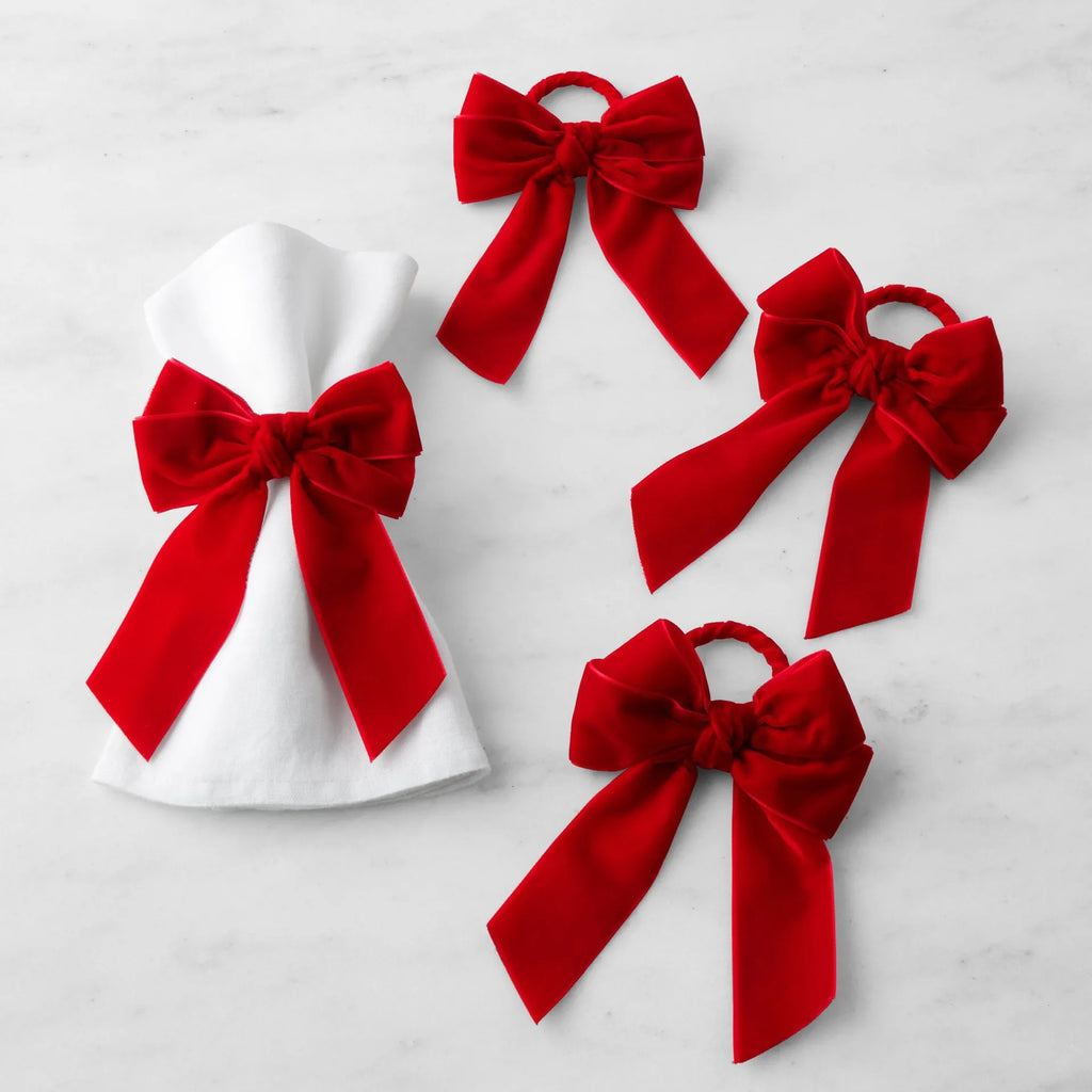 Velvet Bow Tie Napkin Rings – Wedding & Holiday Table Decor Napkin Rings PLUSH
