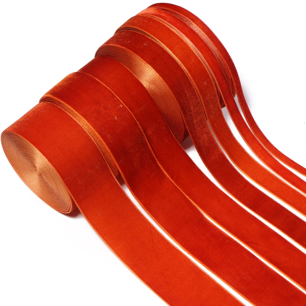 Orange Velvet Ribbon 6–38mm | DIY Gift Wrapping & Wedding Velvet Craft Ribbon PLUSH