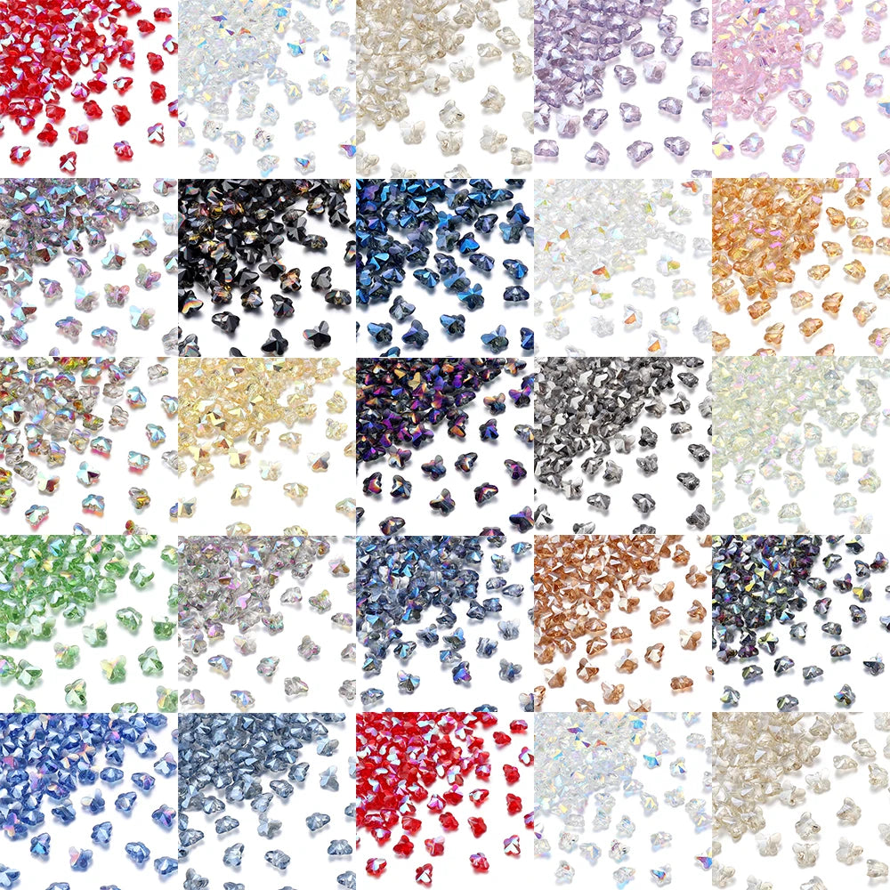 50pcs Butterfly Crystal Glass Spacer Beads – Multicolor DIY Glass Spacer Beads PLUSH
