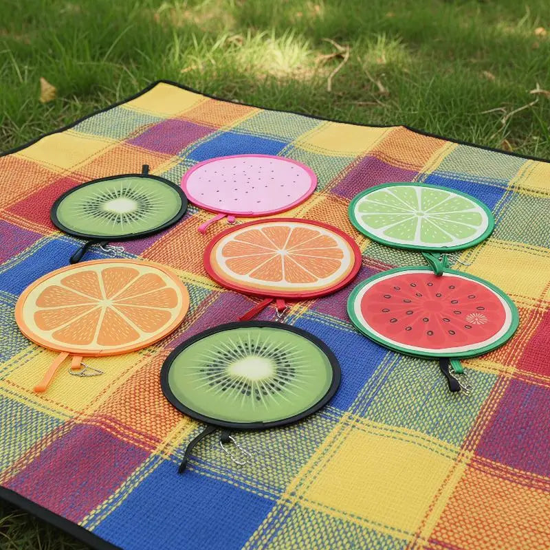Fruit-Pattern Round Handheld Pocket Fan – Portable & Cute Handheld Pocket Fan PLUSH