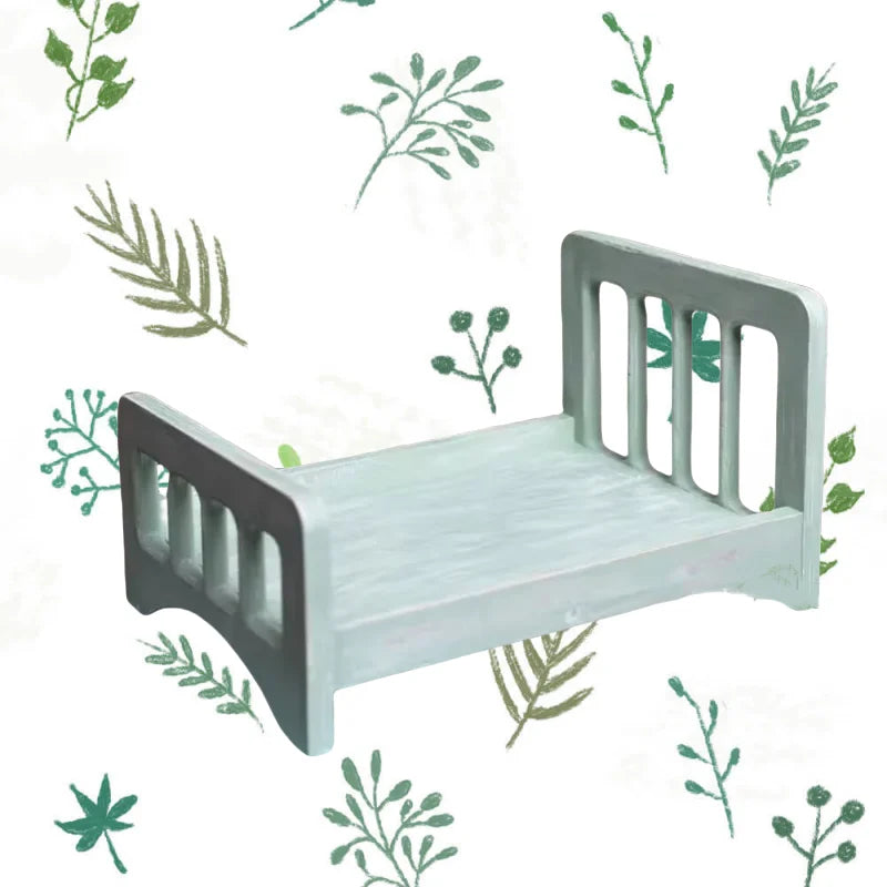 Vintage Wooden Mini Bed – Newborn Baby Photography Prop Baby Photography Prop PLUSH