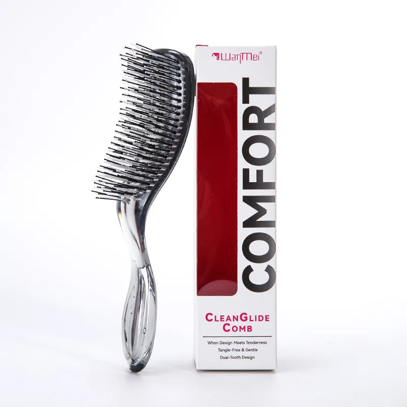 Japanese Anti-Static Hair Brush & Massage Comb Set w/ Hair Ties Hair Brush Set PLUSH Gray