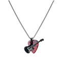 Hip-Hop Guitar Pick Pendant Necklace | Punk Titanium Steel Pendant Chain Necklace PLUSH Red
