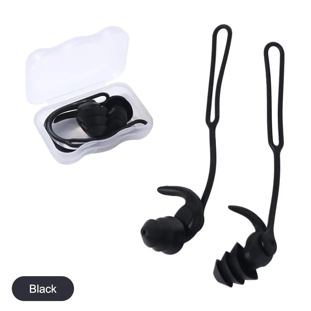 Waterproof Silicone Swimming Earplugs – 3-Layer Corded Pair Swimming Earplugs PLUSH