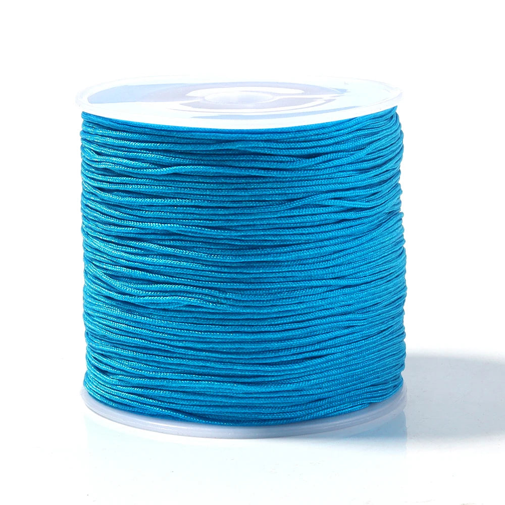 90m Multicolor Nylon Braiding Cord 0.8mm | Chinese Knot Thread Jewelry Braiding Cord PLUSH lake blue