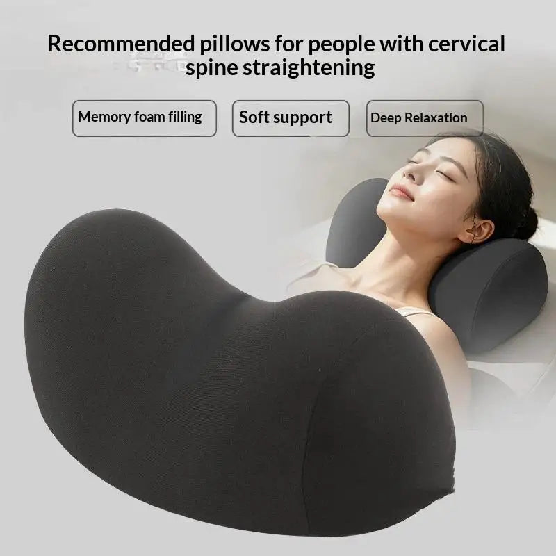 Memory Foam Neck Support Pillow – Ergonomic U-Shape Sleep Memory Foam Pillow PLUSH Black