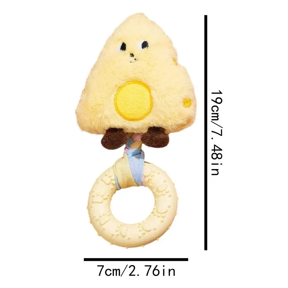 Squeaky Plush Dog Toy – Cheese Chew & Teething Toy Squeaky Dog Toy PLUSH A