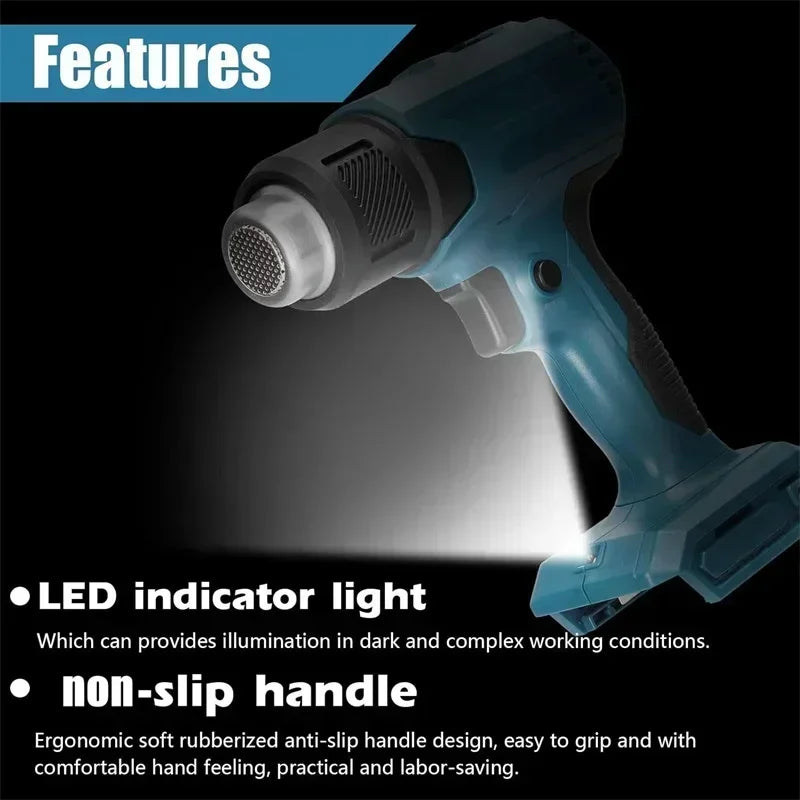 Cordless Heat Gun for Makita 18V – 4 Nozzles, 3 Temps Cordless Heat Gun PLUSH