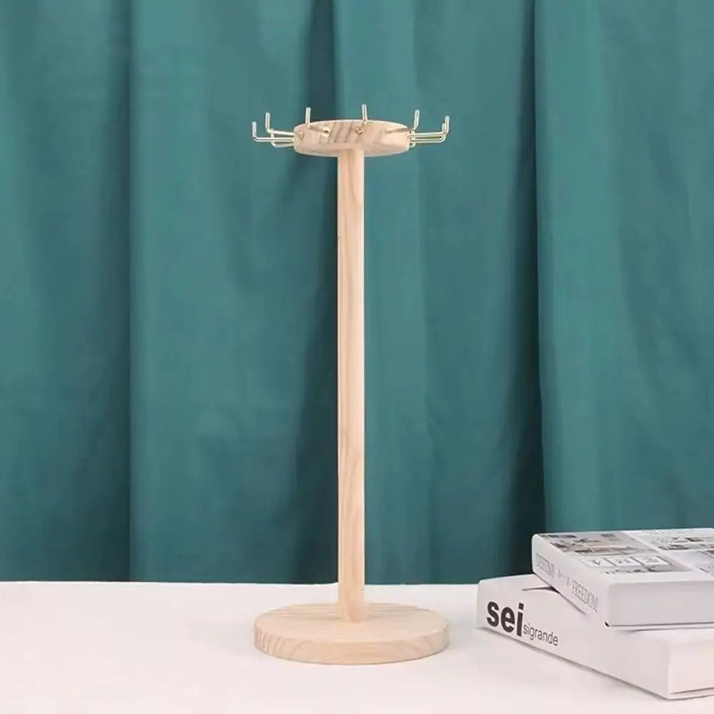 Solid Wood Jewelry Organizer Stand with 12 Hooks | Display Rack Jewelry Display Stand PLUSH