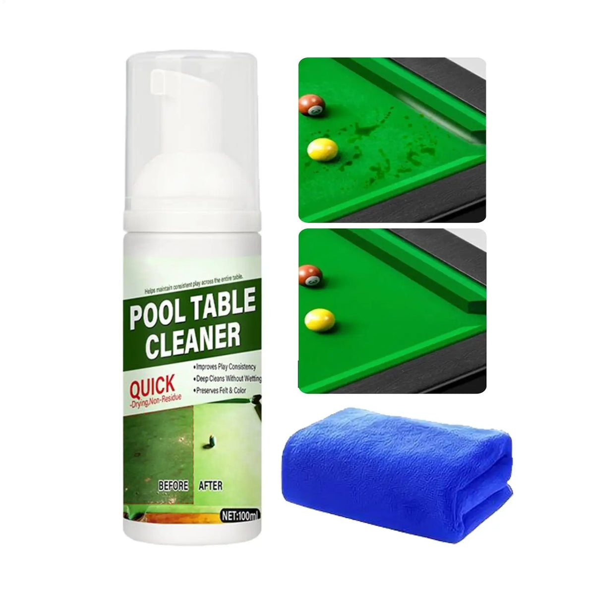 100ml Billiard Ball Cleaning Spray & Towel – Restore Shine Billiard Cleaning Kit PLUSH