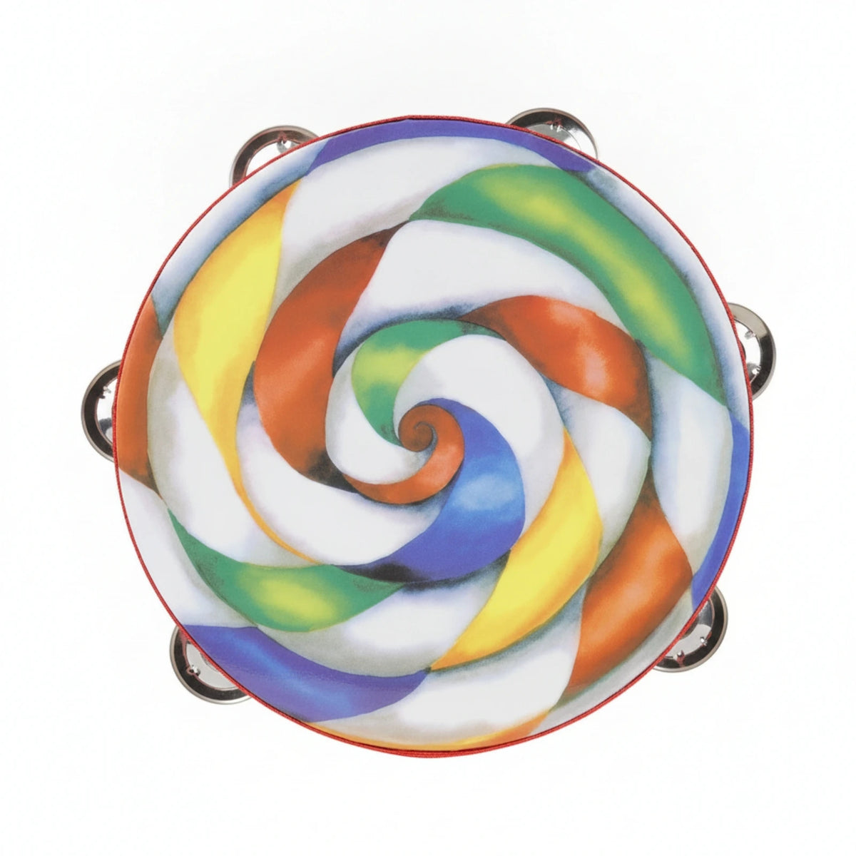 8-Inch Hand Tambourine – Wood Frame & Swirl-Pattern Drumhead Hand Tambourine PLUSH