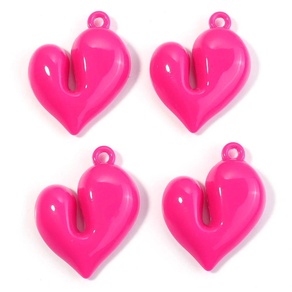 4pcs Acrylic Irregular Heart Charms Pendants – DIY Jewelry Jewelry Charm Pendants PLUSH Rose Red