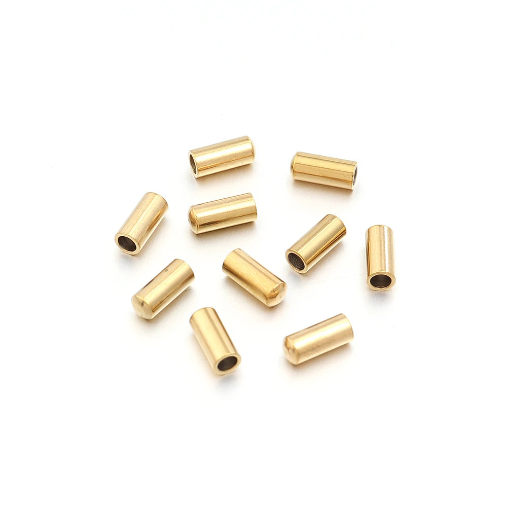 Stainless Steel Crimp Cord End Caps DIY Jewelry – 10/20pcs Jewelry Findings PLUSH Gold 2mm 10pcs