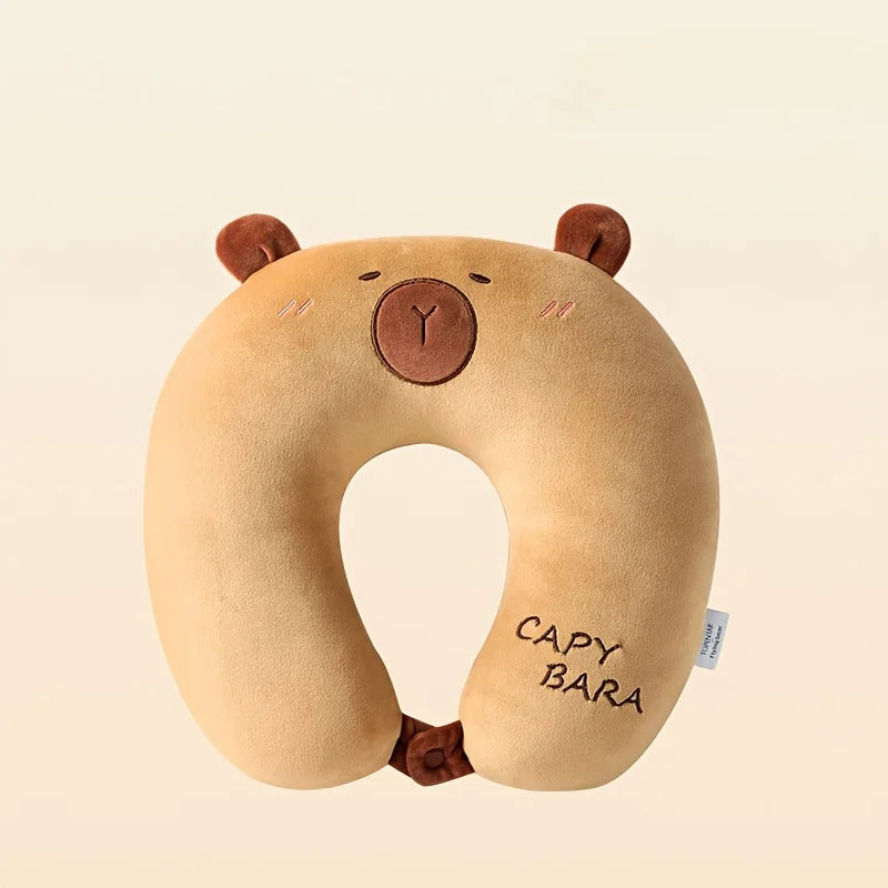 Capybara U-Shaped Neck Pillow – Travel, Office & Car Nap Travel Neck Pillow PLUSH brown