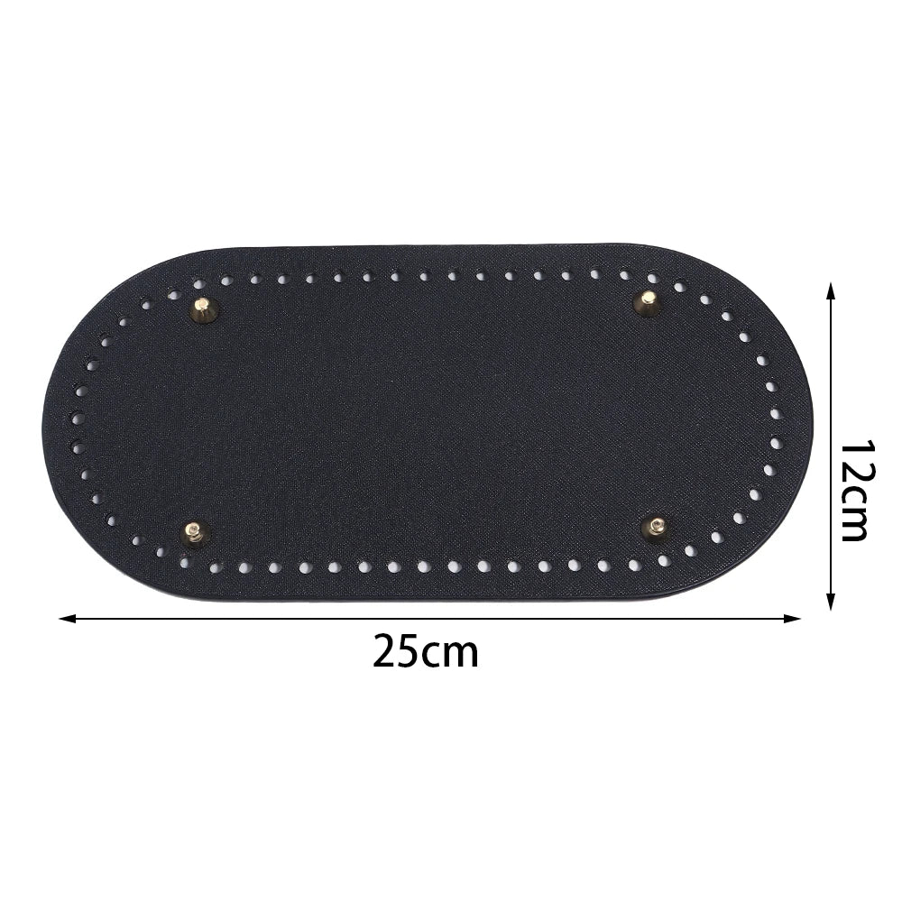 PU Leather Bag Base with Rivets – DIY Handbag Bottom Pad Bag Making Accessory PLUSH black 12X25cm