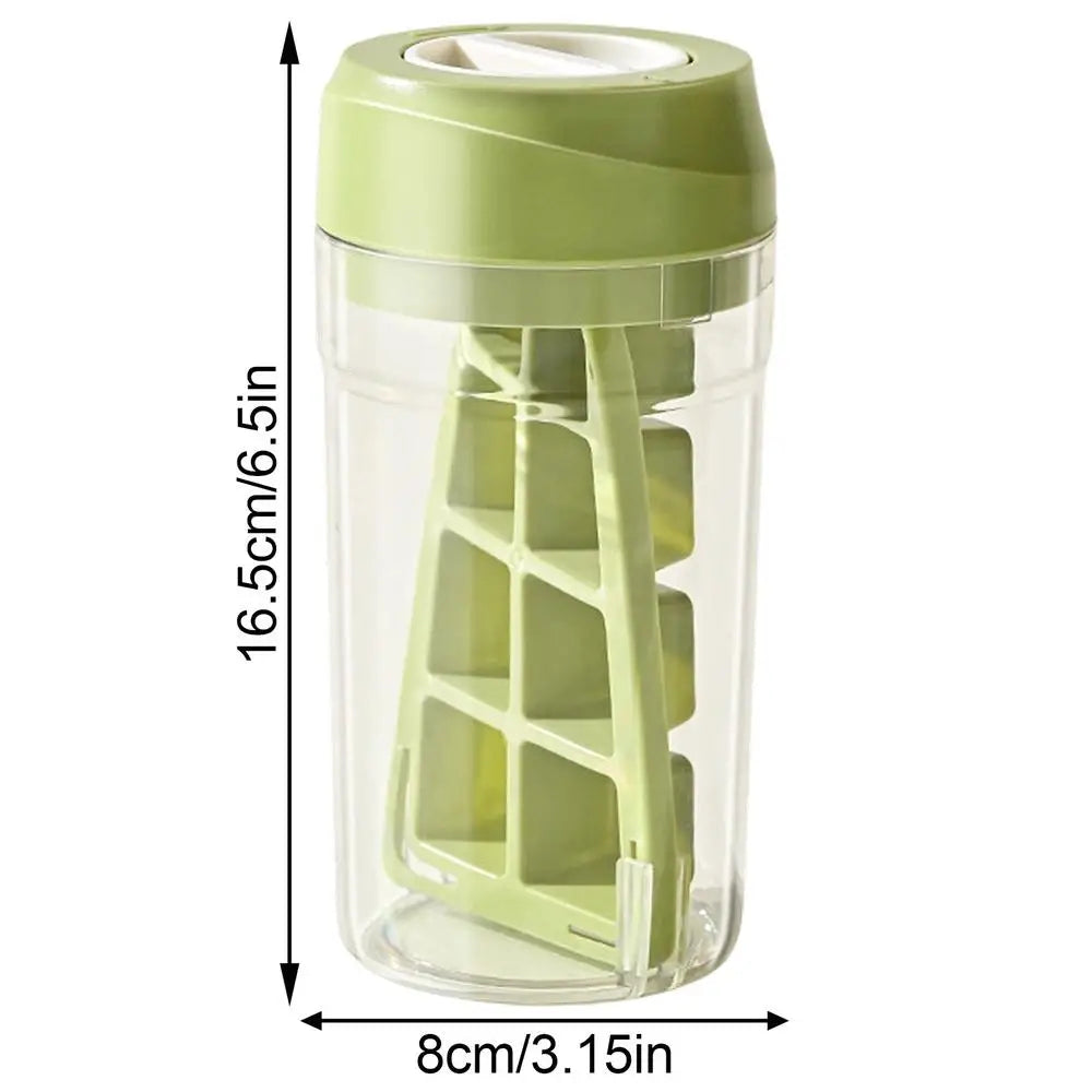 8-Grid Ice Cube Tray with Lid – Large Capacity Freezer Maker Ice Cube Tray PLUSH Green