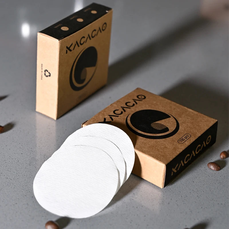 KACACAO Espresso Paper Filters 51/53/58mm – 100pcs Puck Screen Espresso Filter Paper PLUSH