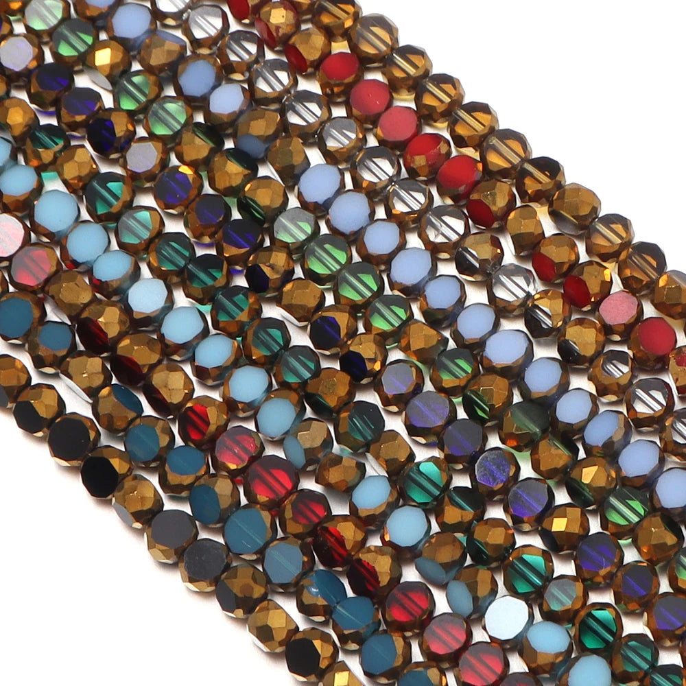 Faceted Crystal Glass Beads Gold Rim Flat Round – DIY Jewelry Crystal Glass Beads PLUSH