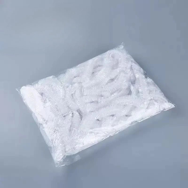 Disposable Waterproof Shower Cap & Heated Hair Mask Cap Hair Care Cap PLUSH White 50Pcs