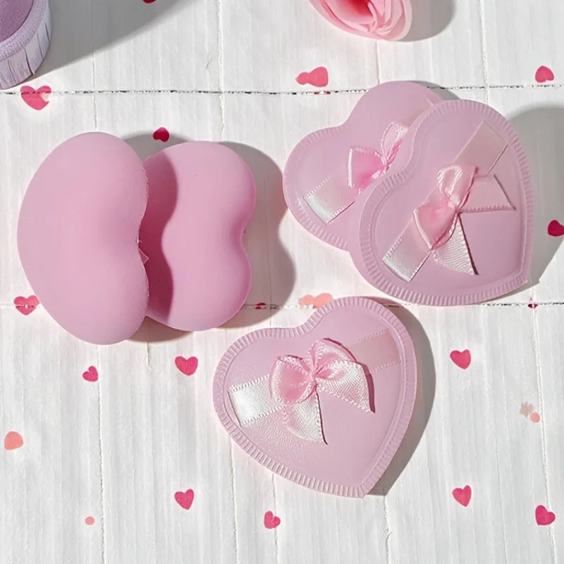 Heart Bow Air Cushion Powder Puff – Dry & Wet Use | Purple Makeup Powder Puff PLUSH