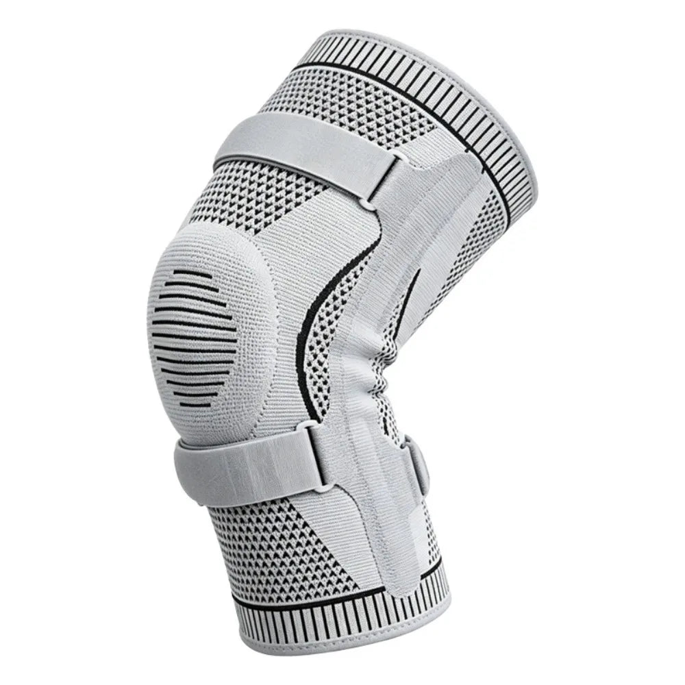 Elastic Knee Brace Silicone Patella Strap – Breathable Support Knee Support Brace PLUSH Grey-XXL
