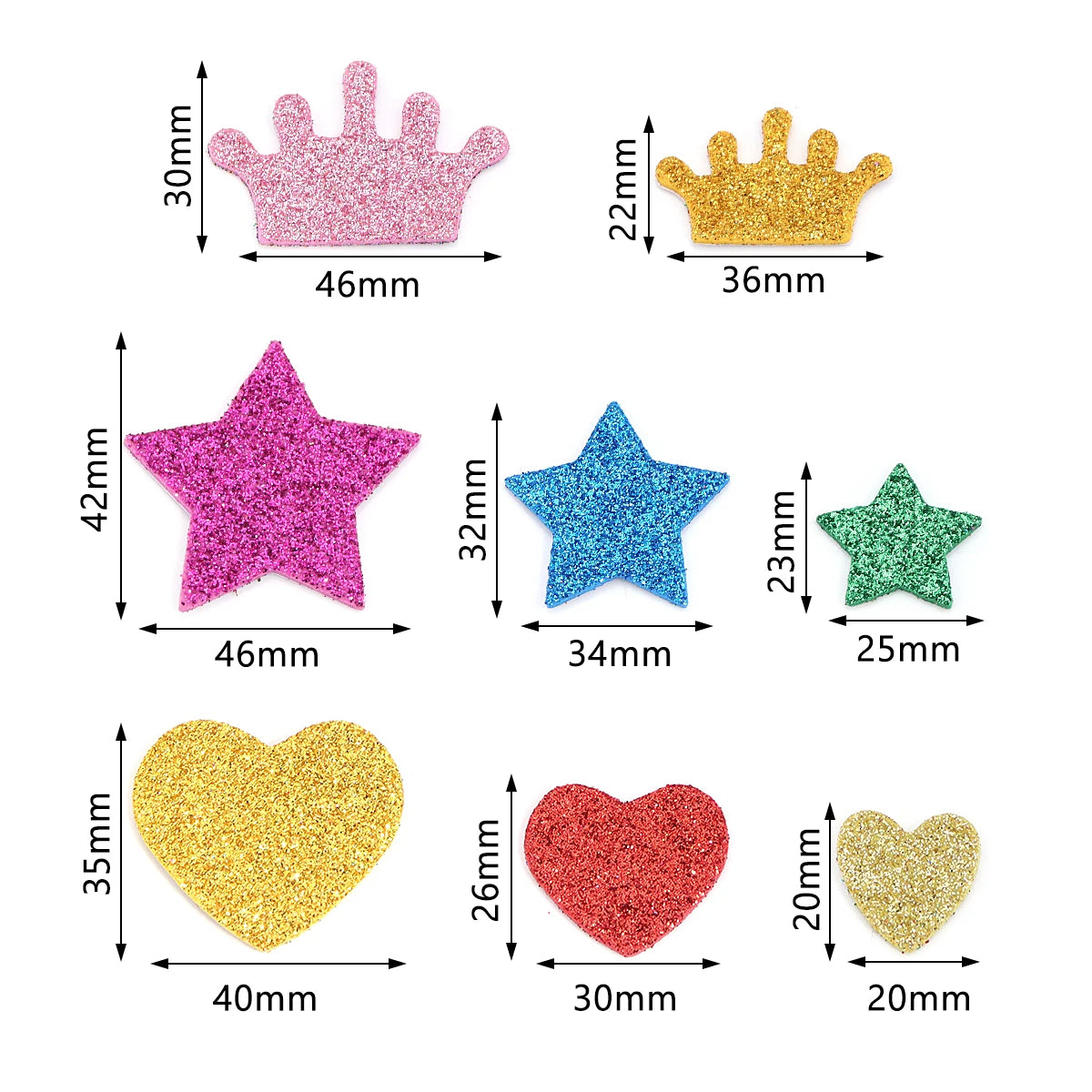 33pcs Glitter Foam EVA Stickers Heart Star Scrapbook Craft Foam Craft Stickers PLUSH