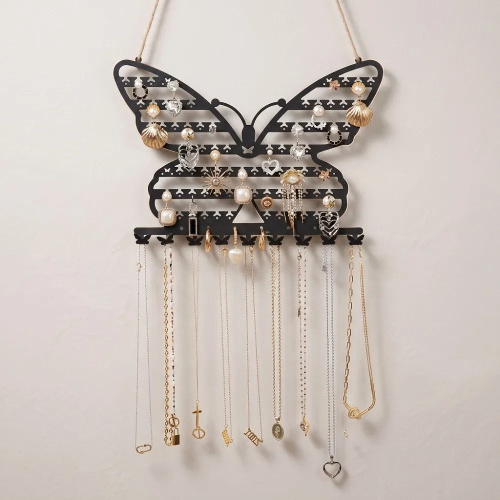 Wall Mounted Butterfly Jewelry Organizer Rack with Hooks Jewelry Display Rack PLUSH