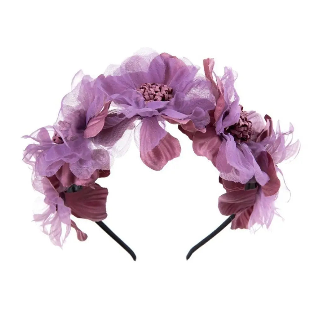 Mesh Curled Flower Bridal Headpiece – Wedding Hair Garland Bridal Hair Garland PLUSH