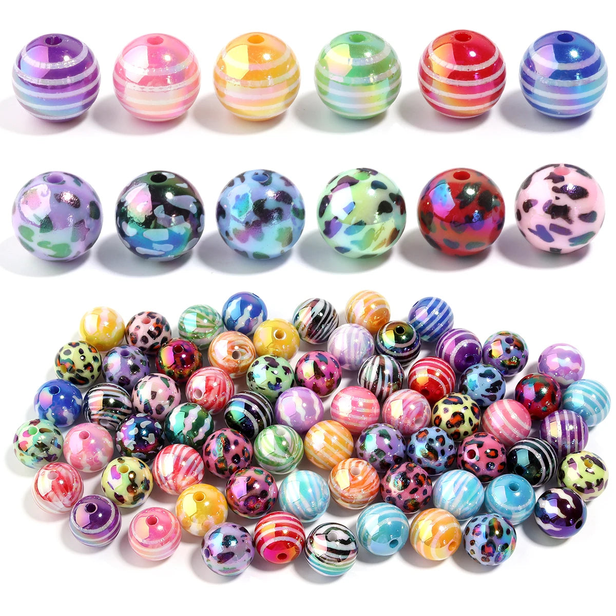 15.5mm UV Printed Acrylic Round Spacer Beads – DIY Jewelry 10pcs Acrylic Spacer Beads PLUSH