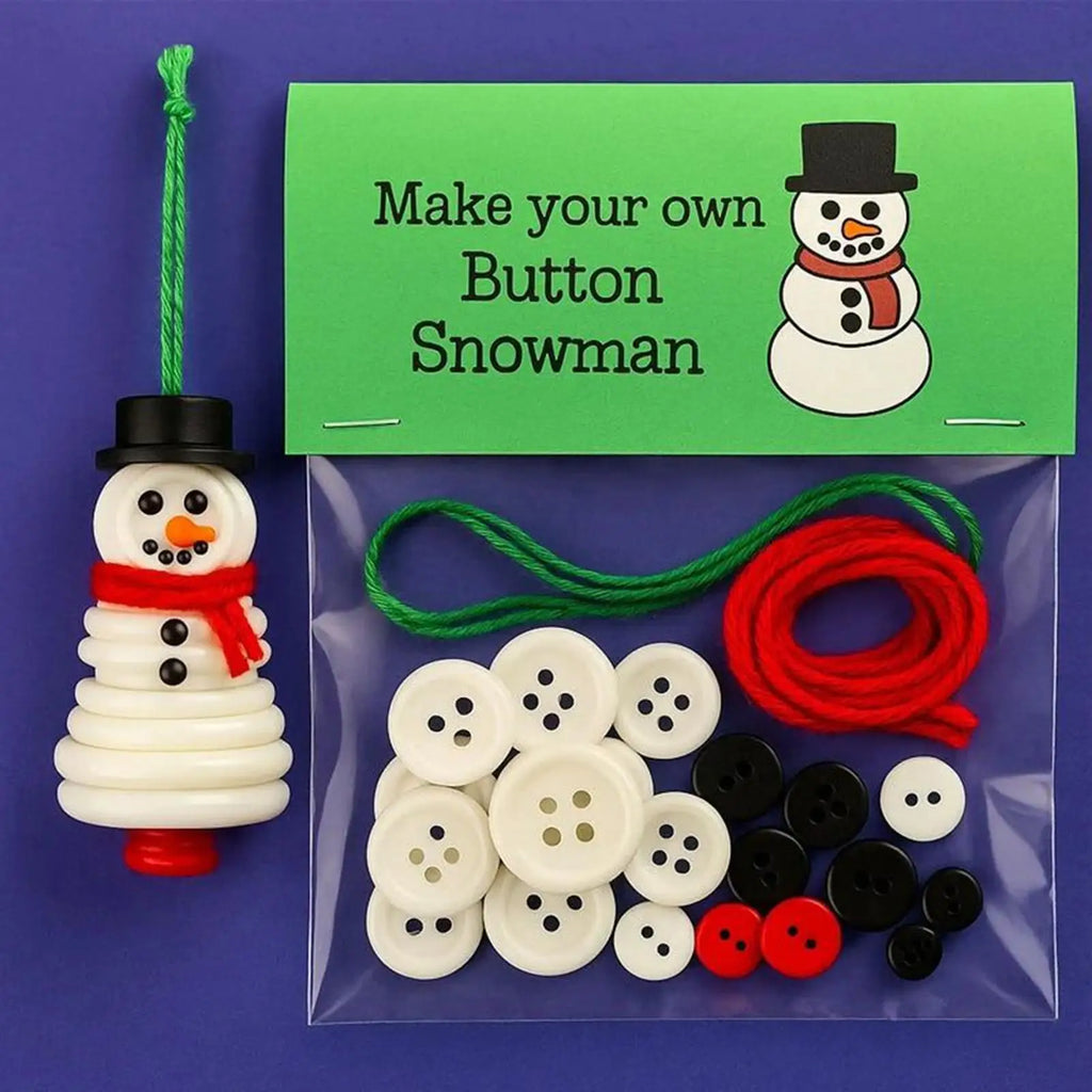 DIY Christmas Button Craft Kit – Snowman & Santa Ornaments DIY Craft Kit PLUSH