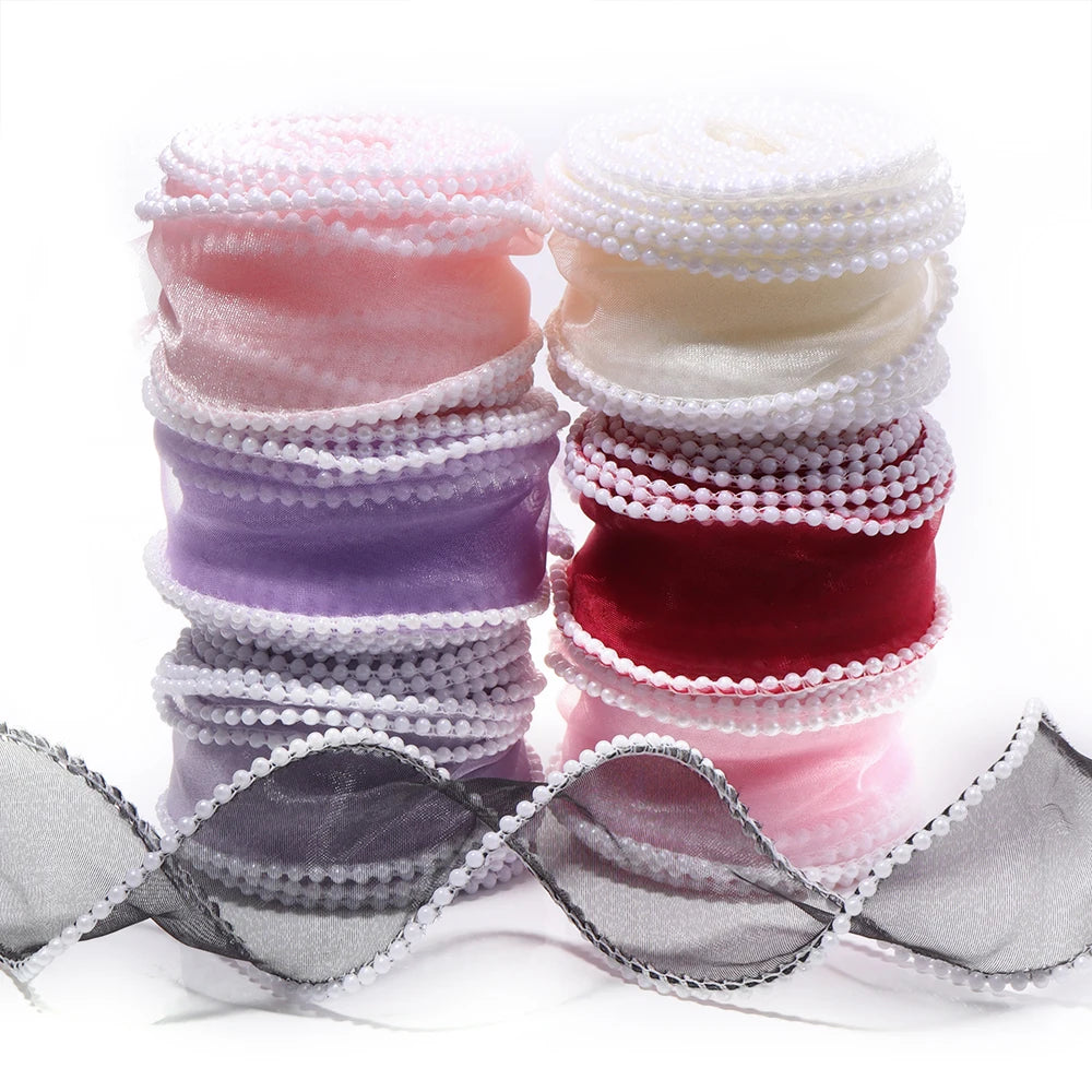 5 Yards Pearl Edge Wave Organza Ribbon – DIY Weddings & Crafts Craft Ribbon Trim PLUSH