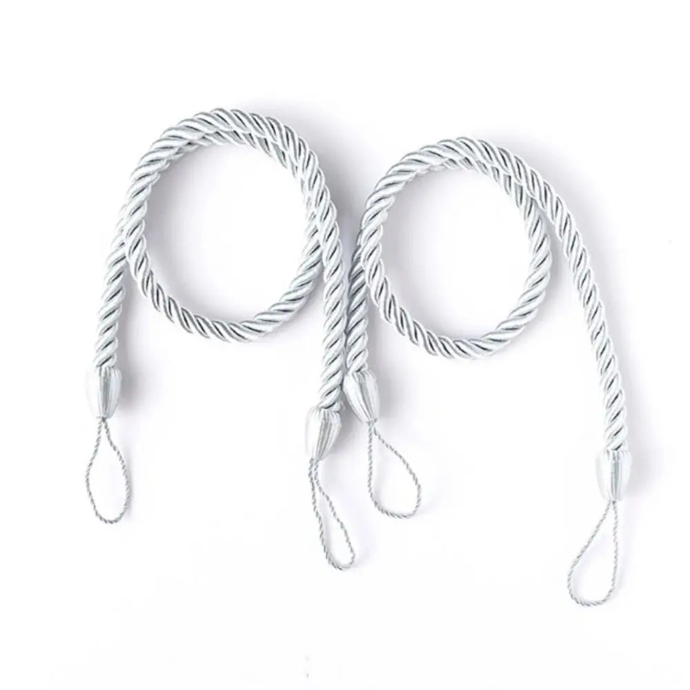 Woven Curtain Tiebacks 2-Pack – Twisted Rope Tie Straps Curtain Tiebacks PLUSH Grey