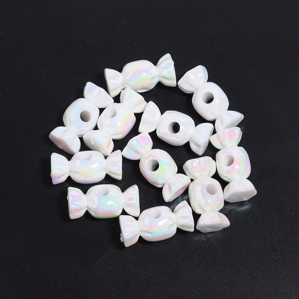10pcs AB Color Candy Shape Acrylic Spacer Beads – DIY Jewelry Acrylic Spacer Beads PLUSH white
