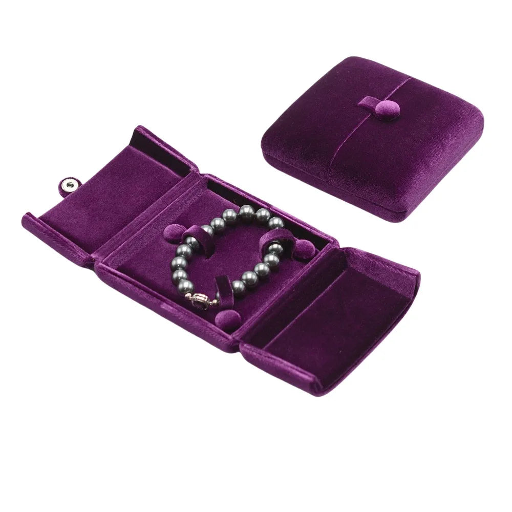 Velvet Jewelry Box – Ring, Necklace & Bracelet Organizer Jewelry Storage Box PLUSH Purple Bracelet Box