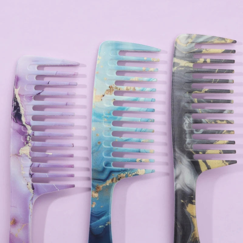 Extra Large Wide Tooth Detangling Comb – Marble Pattern Wide Tooth Comb PLUSH