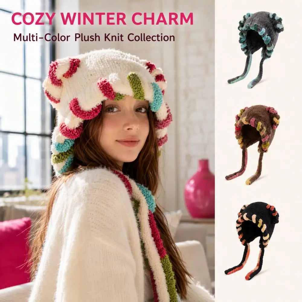 Women's Cat Ear Plush Beanie – Windproof Winter Knit Hat Winter Beanie Hat PLUSH