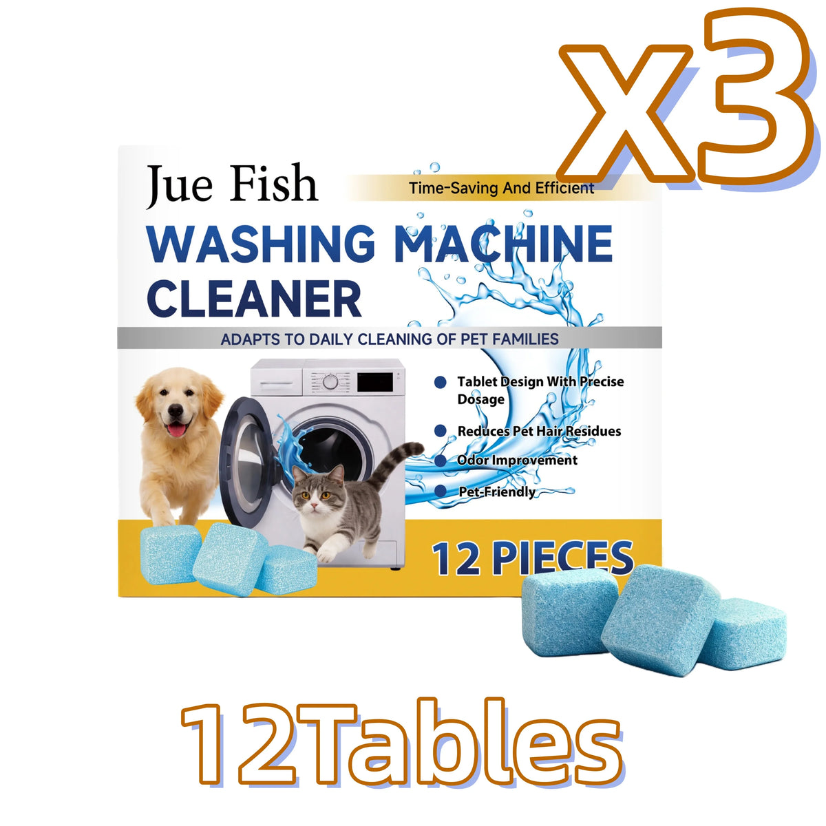 Washing Machine Cleaner Effervescent Tablets 12pcs | Jue-Fish Washing Machine Cleaner PLUSH 3SET