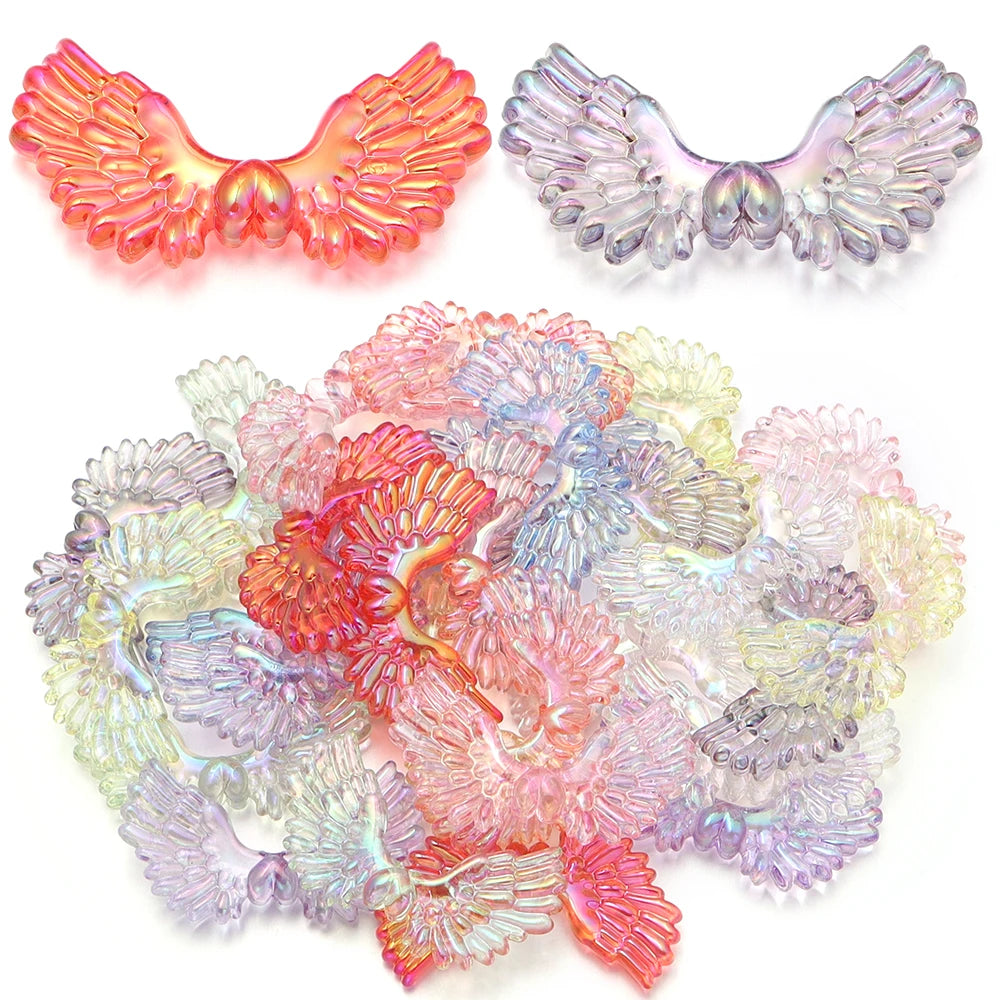 5pcs AB Angel Wings Acrylic Spacer Beads – DIY Jewelry Making Acrylic Spacer Beads PLUSH