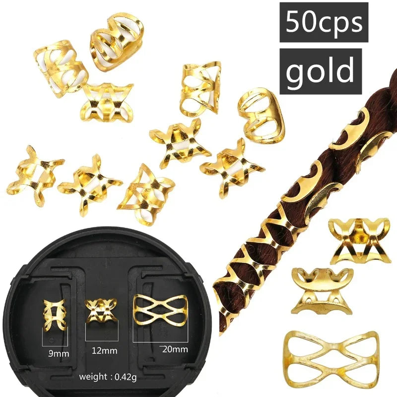 Dreadlock Beads & Braid Cuffs – 50–200pcs Micro Hair Rings Hair Braid Cuffs PLUSH 50pcs NO.8