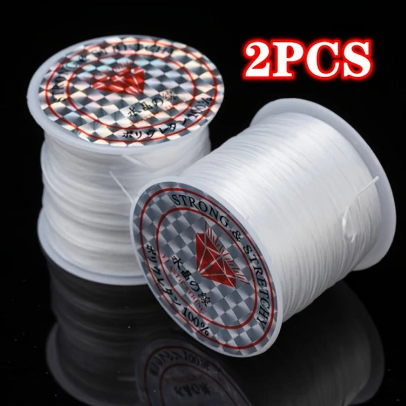 2PCS Strong Elastic Bead Cord – Transparent Nylon for DIY Jewelry Elastic Bead Cord PLUSH