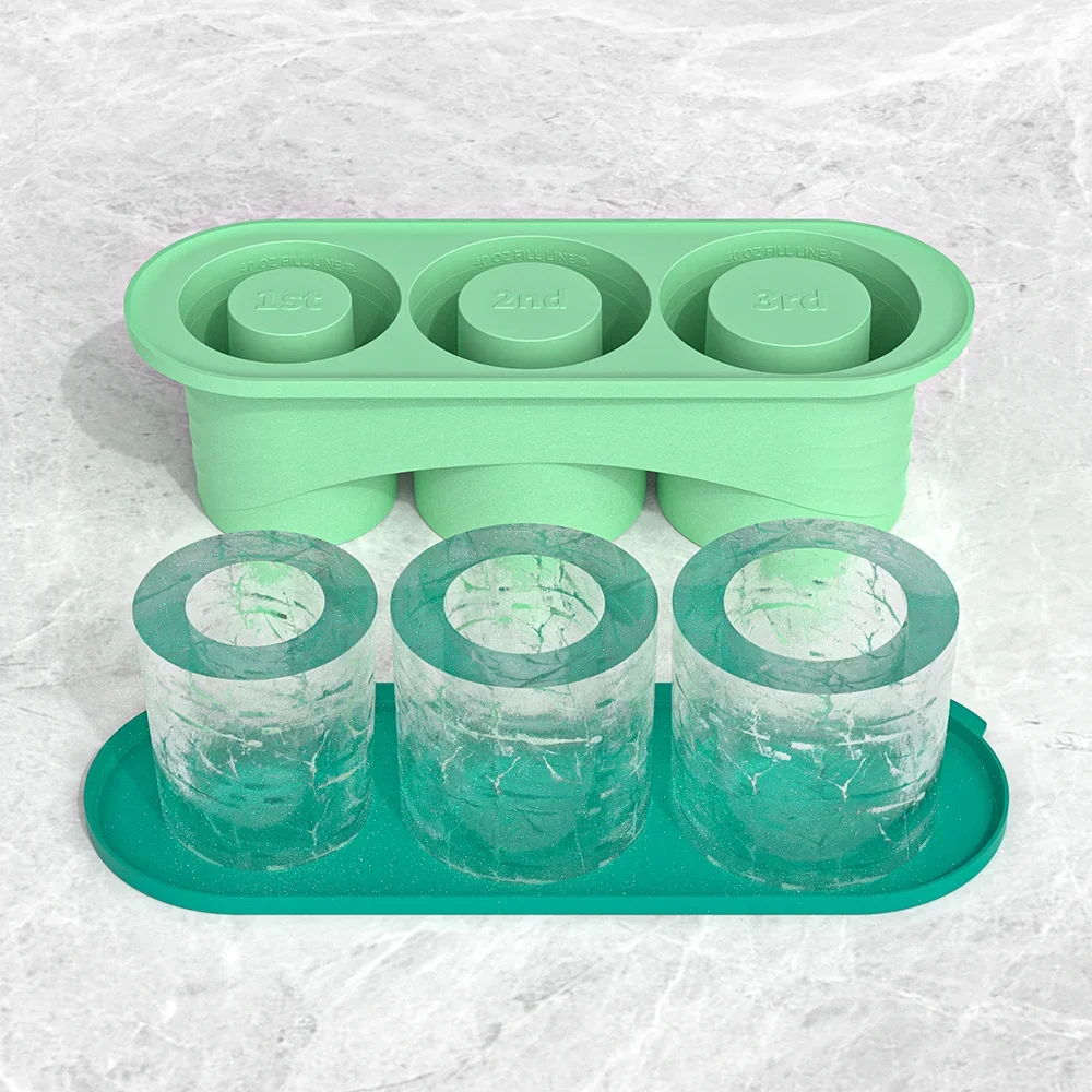 Silicone Ice Cube Tray for Stanley Tumbler – 3 Hollow Cylinders Silicone Ice Cube Tray PLUSH Green