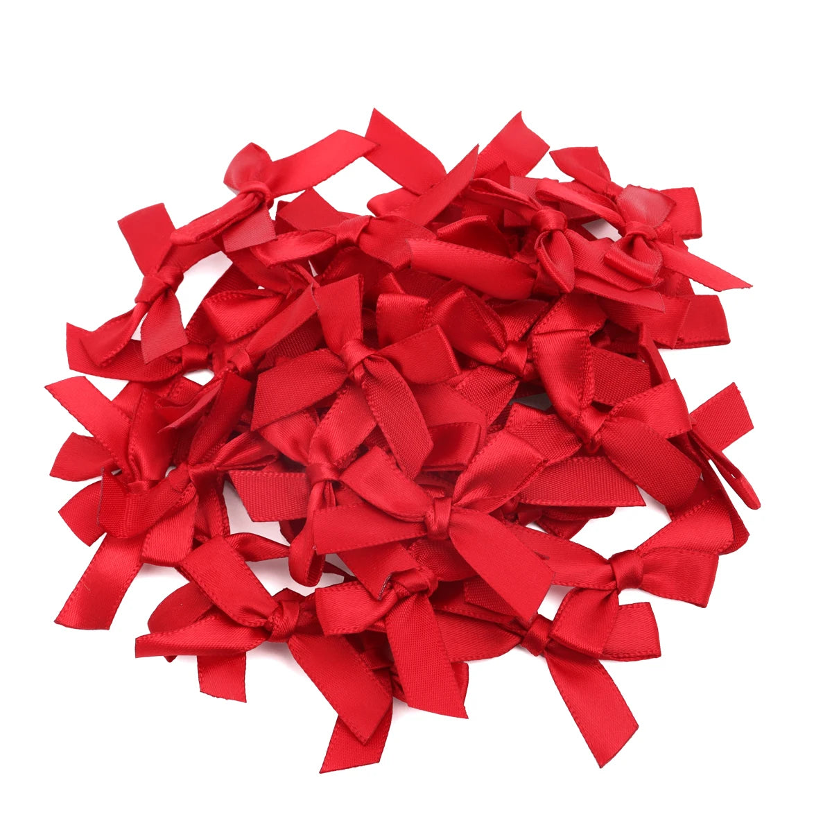 50pcs Colorful Polyester Handmade Bows – DIY Jewelry & Hair Craft Craft Bow Embellishments PLUSH red