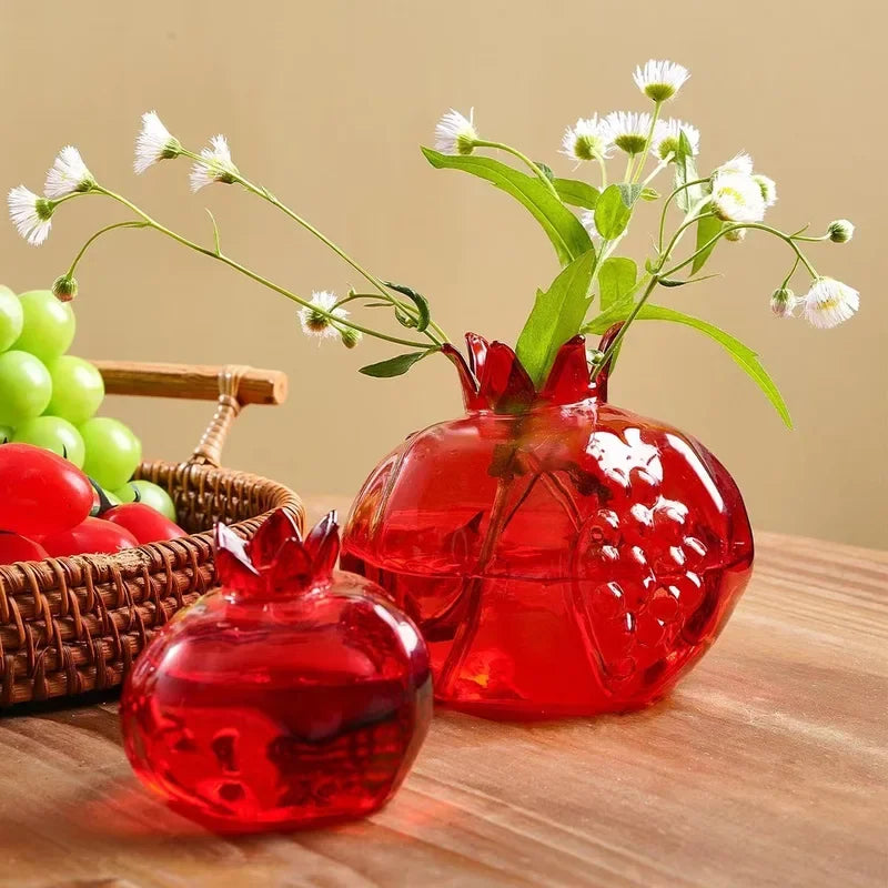 Mini Pomegranate Hand-Blown Glass Vase – Hydroponic Planter Decorative Glass Vase PLUSH