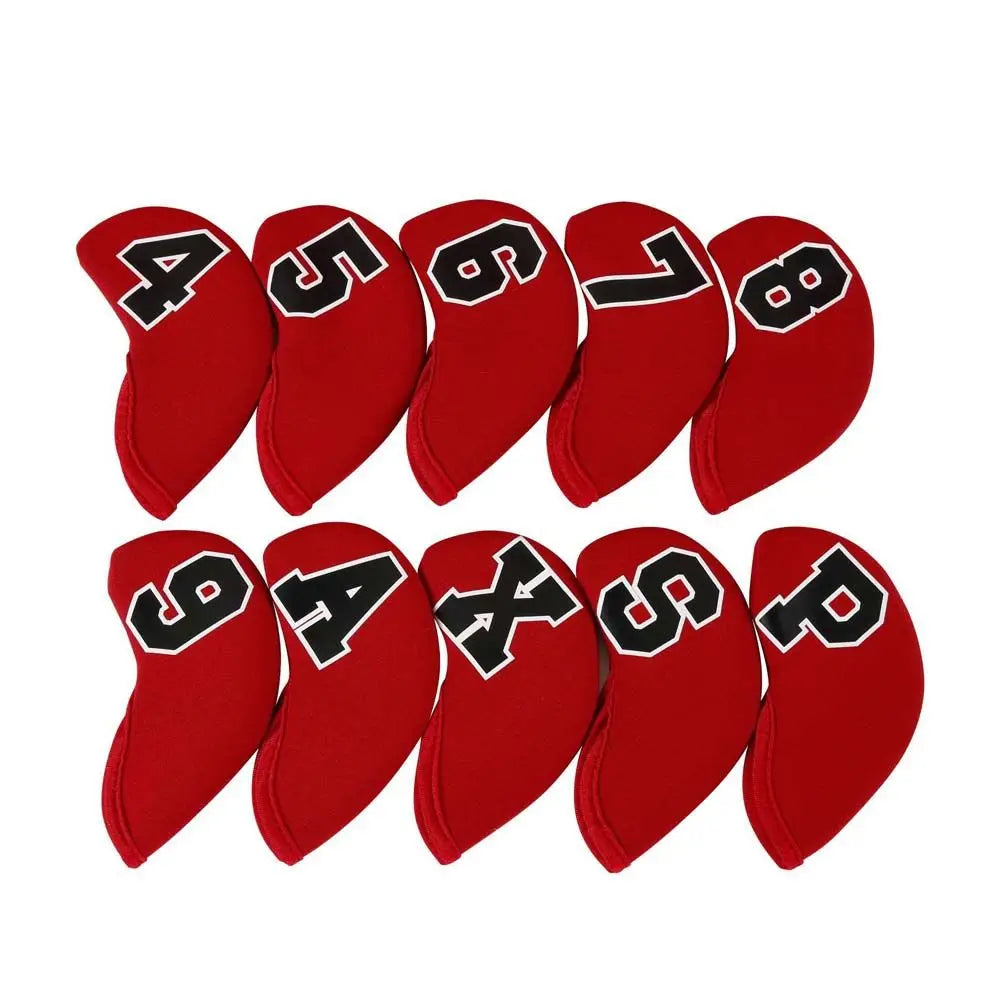 Golf Iron Head Covers Set – 10pcs Neoprene Wedge Protectors Golf Iron Covers PLUSH red