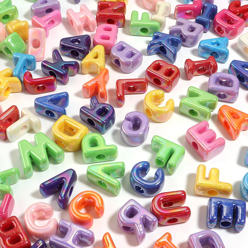 AB Iridescent Alphabet Acrylic Beads – DIY Jewelry Making Alphabet Acrylic Beads PLUSH