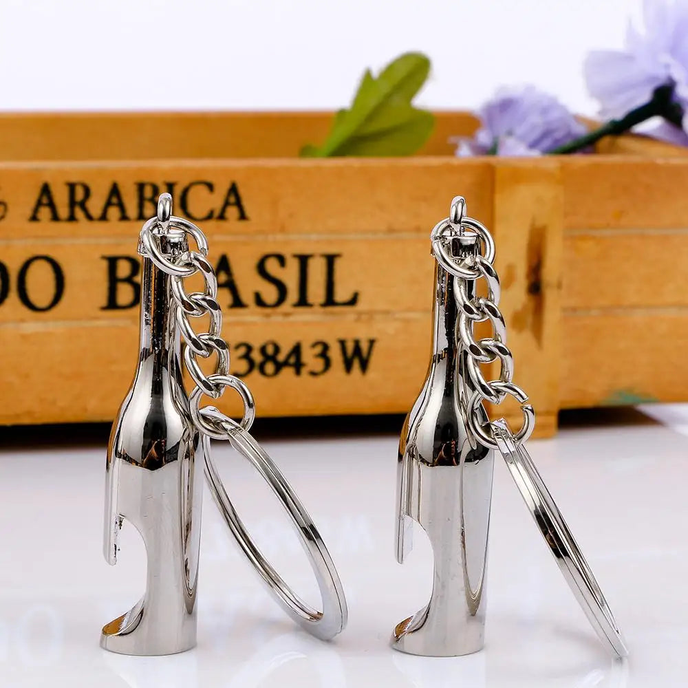 Wine Bottle Shaped Bottle Opener Keychain – Metal Travel Bottle Opener Keychain PLUSH